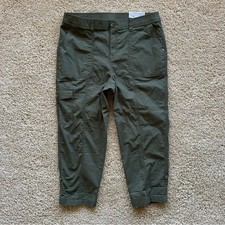 Chico's Casual Straight Leg Crop Pants Women's Size 2 US 12 Olive Green NWT