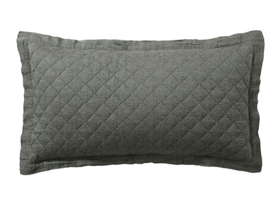 NWT Pottery Barn Belgian Flax Linen Diamond Quilted King Sham Dark Forest