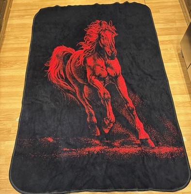 Vintage San Marcos Fleece Horse Equestrian Western Red Black