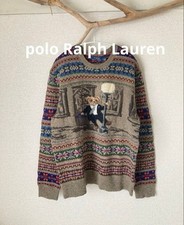 Polo Ralph Lauren 'Singin' in the Rain' Bear Knit Sweater Size M Used Vintage