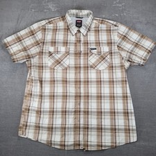 Wrangler Outdoor Mens XL Plaid Short Sleeve Western Snap Up Shirt Regular Fit