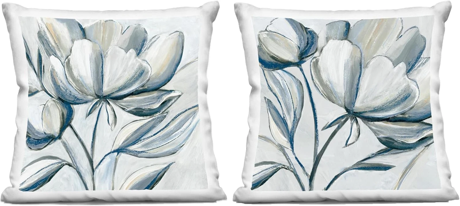 Blue Floral Indoor Throw Pillows, 18x18, Set of 2