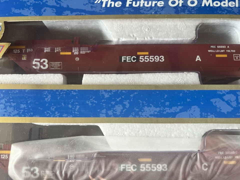 Atlas O Scale FEC Gunderson Maxi-IV Well Car 3 unit set #3008402-4 NIB 2 Rail - Image 3 of 3