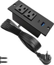 USB C Recessed Power Strip Fast Charge Desktop 6.56ft, Black 20W USB-C