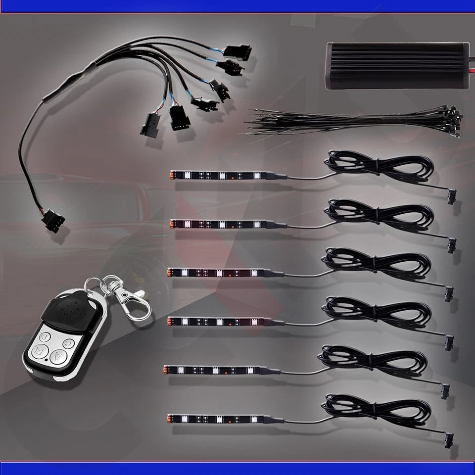 6pcs Multi-Color Waterproof Flexible Strip Motorcycle Car LED NEON Lighting Kit Foto 2 de 4