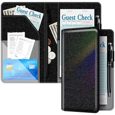 Server Book Cover for Waitress - Glitter Leather Waiter Book Server Wallet with 