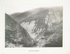 Antique Old Print Black Force Ulldale Falls Middleton Bridge Sedburgh Dent