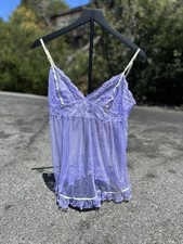 Victoria's Secret Baby Doll Chemise Dress Women's Medium Purple Nightgown Nylon