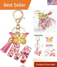 Butterfly Initial Letter Keychain Bag Charms for Women