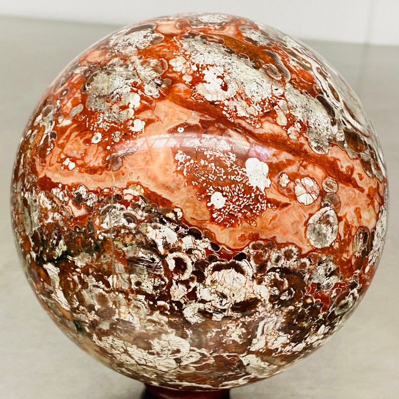 Natural Money agate Crystal Sphere Ball healing 2180G