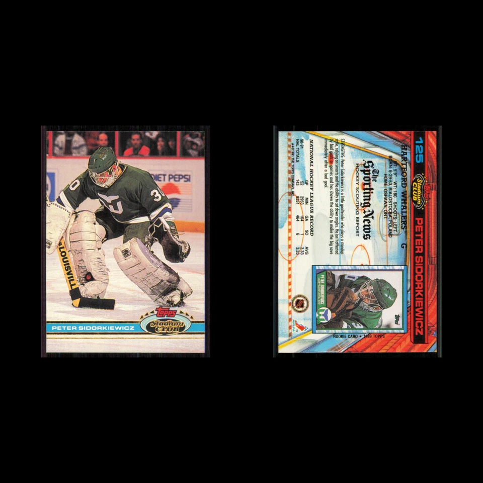 Peter Sidorkiewicz #125 1991 Topps Stadium Club Hartford Whalers Hockey Card NHL - Image 3 of 3