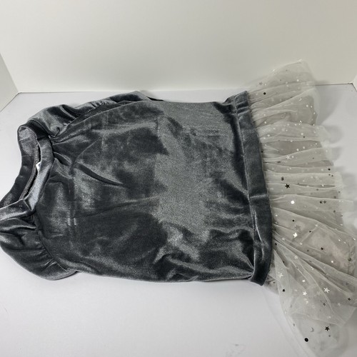 Top Paw Gray Velour Dog Dress Large White Tutu With Stars