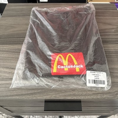 New Men's Travis Scott Cactus Jack McDonalds Sesame T-Shirt Brown Sz Large