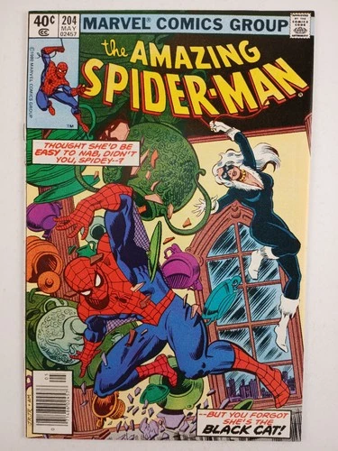 The Amazing Spider-Man #204 NM- 9.2 (Marvel 1980) 3rd Black Cat. Newsstand Copy.