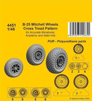 CMK 129-4451 - 1:48 B-25 Mitchell Wheels/ Cross Tread Pattern - Neu