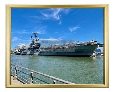 USS INTREPID AIRCRAFT CARRIER NAVY USA 1940 8X10 GOLD FRAMED PHOTO