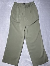 Quince Stretch Crepe Pleated Wide Leg Dress Pants- Olive Green Sz 6, 28”inseam