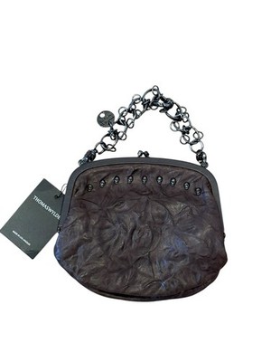Thomas Wylde Brown Leather Skull Studded Double Purse Handbag Chain Link Bag NEW