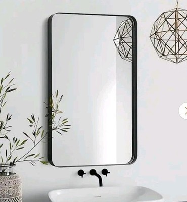 22'' x 30'' Black Wall Mirror for Bathroom Rectangular Vanity Mirror w/Metal Frame