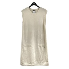 CHANEL sleeveless knit dress P53637K06956 White Size: 42