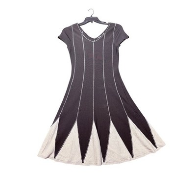 NIC+ZOE Fit & Flare Dress Women Small Black Excellent Contrast Stitch Knit