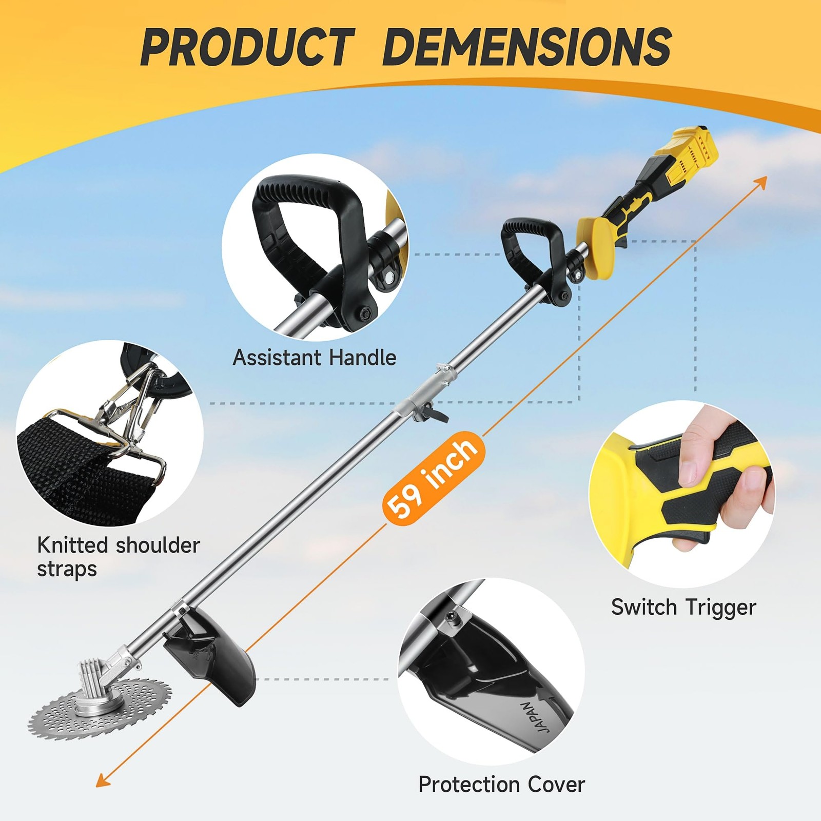 Cordless Weed Trimmer for Dewalt 20V Max Battery,150cm/59in Brushless Electri...