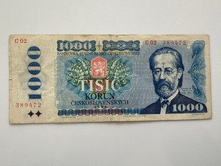 Banknote Tschechoslowakei CZK 1000 Korun historisches Papiergeld 1985 C02 389472