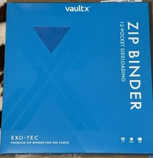 VaultX 12-Pocket Exo-Tec Zip Binder - Neon Blue New