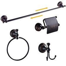 Bronze Hardware Set Bathroom, Oil Rubbed Set Adjustable Towel Bar, 4 Pieces W...