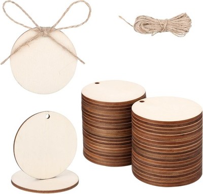 50 Stück Runde Holzscheiben, 5cm Holzscheiben Mit Loch Zum Basteln Kleine