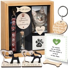 8.6'' Pet Memorial Shadow , Natural Collar Holder Picture Frame, Paw Print Ki...