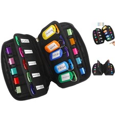 Elegant Neoprene USB Flash Drive Organizer with 20 Slots Key Tags - Black