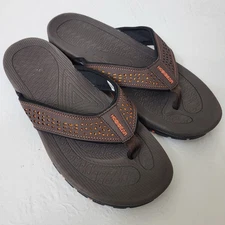Hobibear Mens Sz 11 EU 44 Brown Thong Flip Flops Sandals Walking Comfort Casual