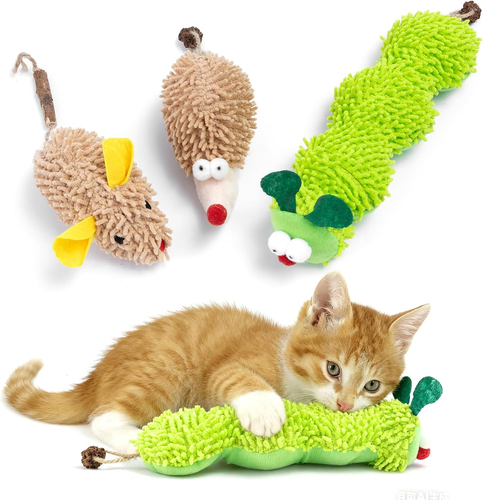 Set 3 Giocattoli Per Gatto A Forma Di Cono Gelato Al Pesce - Con Erba Gatta - Pet Touch