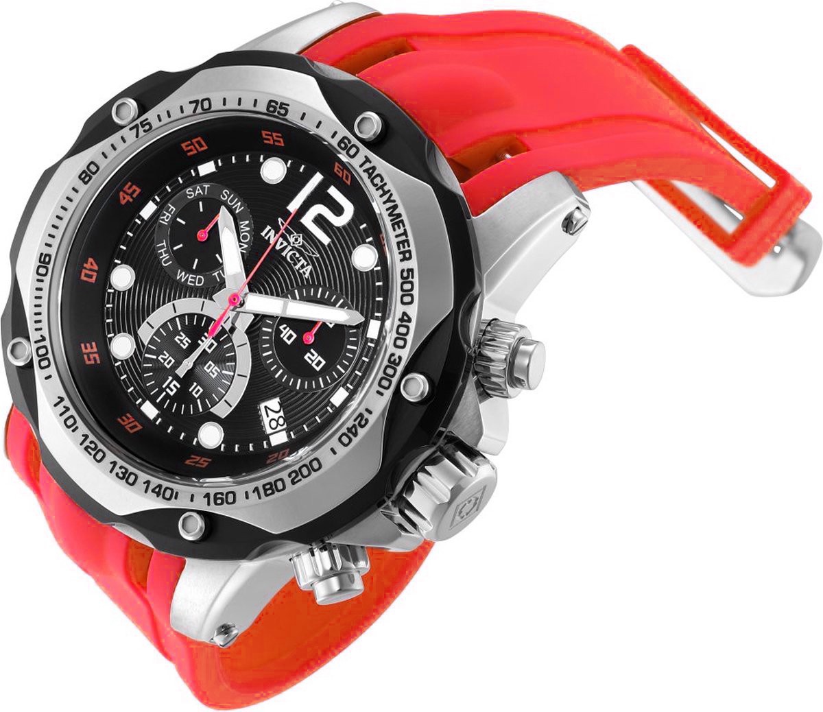Invicta Men&apos;s 51mm SPEEDWAY TURBO SWISS Chronograph Red Jellyfish SS Watch