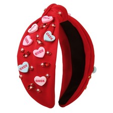 Valentines Day Pink Heart Headbands Love Knotted Jeweled Rhinestone
