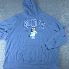 Bluey Felpa con Cappuccio Uomo 3XL Blu Pullover Pile Canguro Tasca Grafica Cartoni Animati Cane