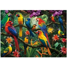 Jungle Parrots 1000 Piece Jigsaw Puzzle with Letters on Back for Adults