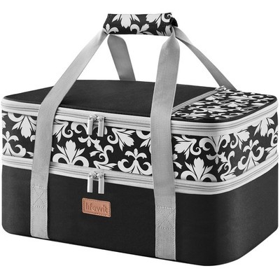 Lifewit Double Decker Casserole Carrier Hot Cold Insulated Food Bag Fits 9x13 Bl