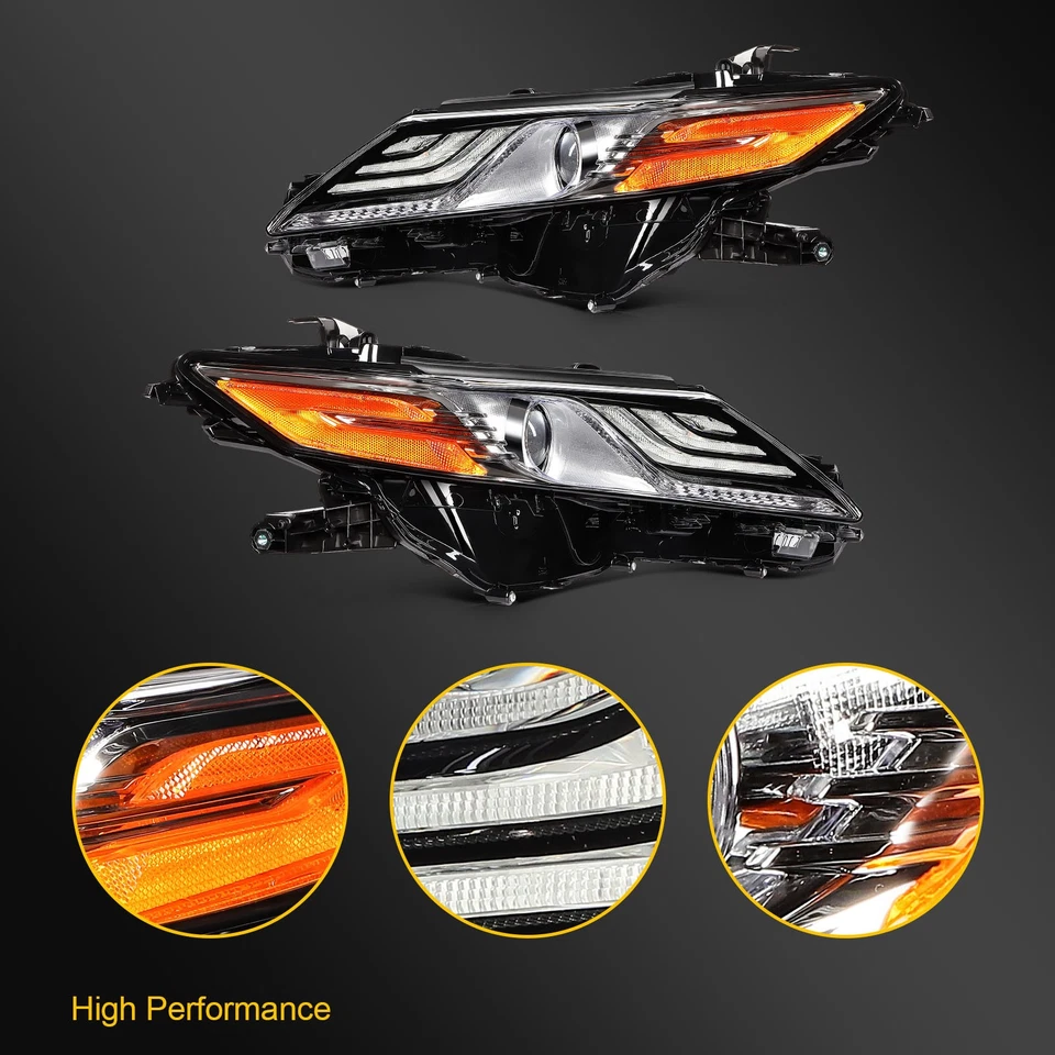 Pair Full LED DRL Projector Headlight For 2018-24 Toyota Camry XSE XLE 2.5L 3.5L - Image 2 of 4