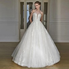 Attractive Strapless Wedding Dresses Bridal Sweetheart Pleat A-LINE Appliques