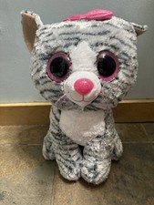 Jumbo 16” Ty Beanie Boos Kiki The Kitty Cat TySilk Gray Large Stuffed Animal NWT