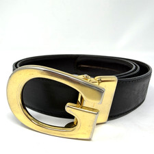 Authentic Vintage Gucci Leather Womens Belt Gold G Letter Buckle Made in Italy