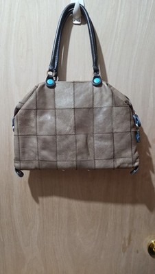 Gabs Franco Gabrielli Italy Tan Patchwork Leather Convertible Satchel Handbag