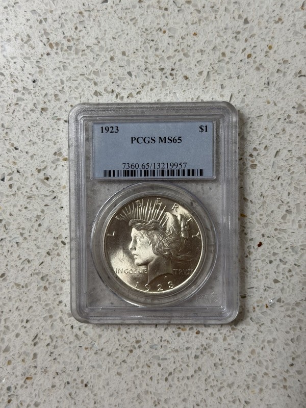 1923 Silver Peace Dollar $1 PCGS MS65