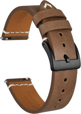 18Mm Italian Leather Watch Band, Retro Quick Release Brown Leather Replacement W