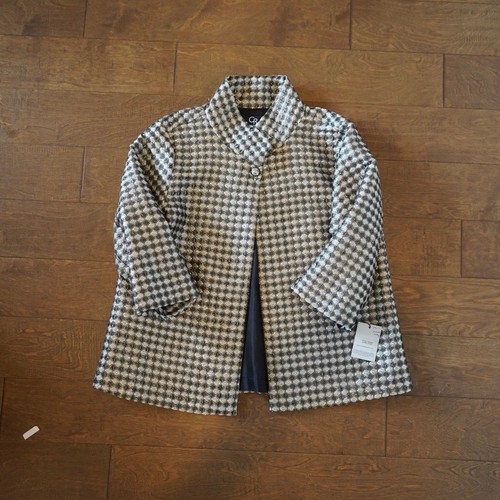 NWT Connie Roberson Claire Collared Checked Silk Jacket Womens Size Large