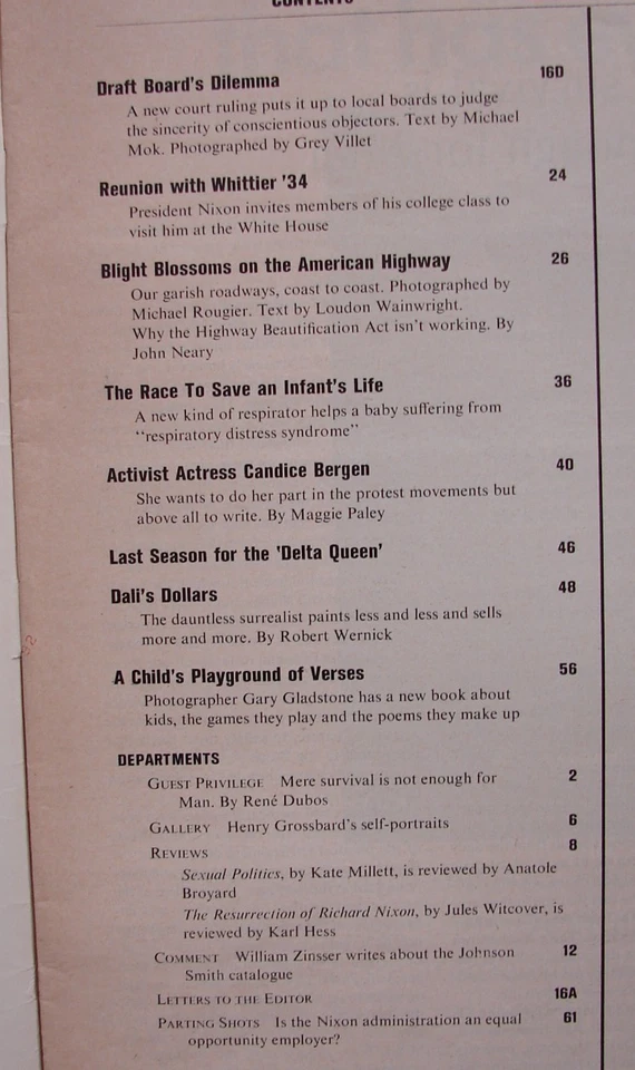 Life Magazine July 24, 1970 Activist Actress CANDICE BERGEN L009 - Image 2 of 3