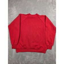 Vintage Hanes Sweatshirt Women Large Red Activewear Raglan USA Made Fleece Blank