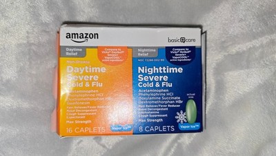 Exp 07/26 Amazon Basic Care Daytime Nighttime Severe Cold & Flu 24 Caplets